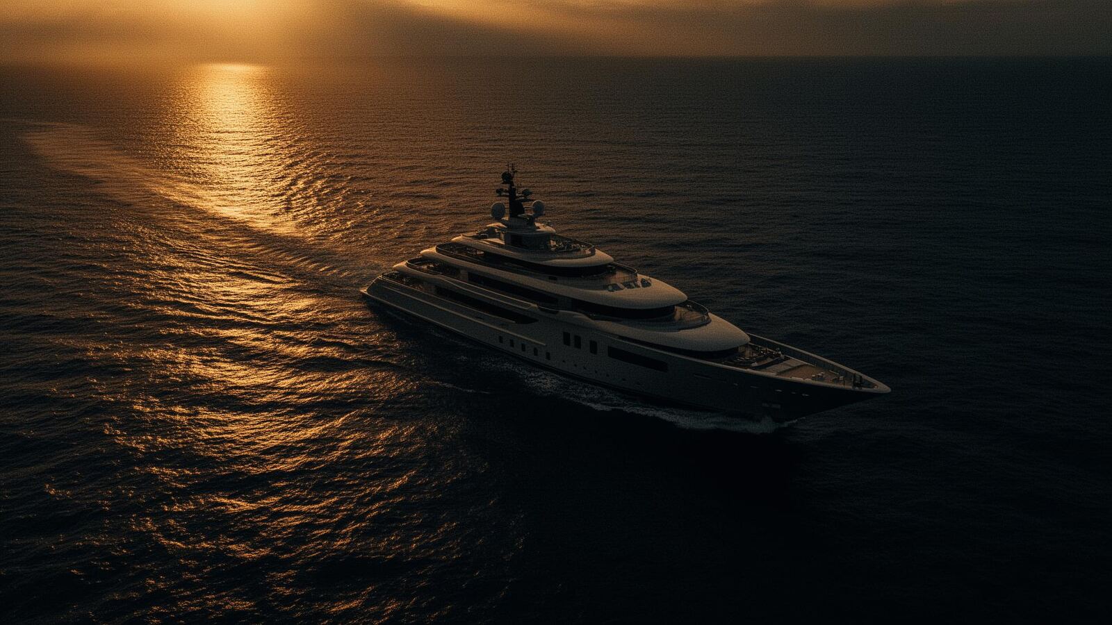 Superyacht at golden hour